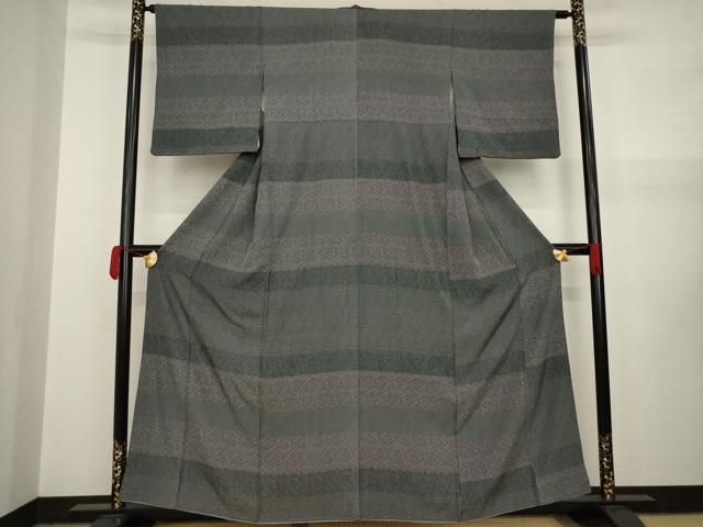 平和屋着物●江戸小紋　横段花文　正絹　逸品　AAAY1874ck 平和屋着物○江戸小紋 横段花文 正絹 逸品 AAAY1874ck