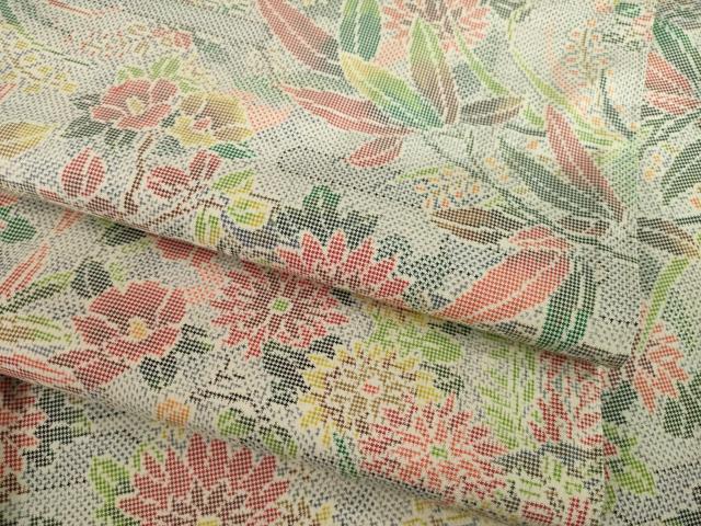 平和屋着物○本場大島紬 白大島 一元7マルキ 草花文 正絹 逸品 AAAY1875ck