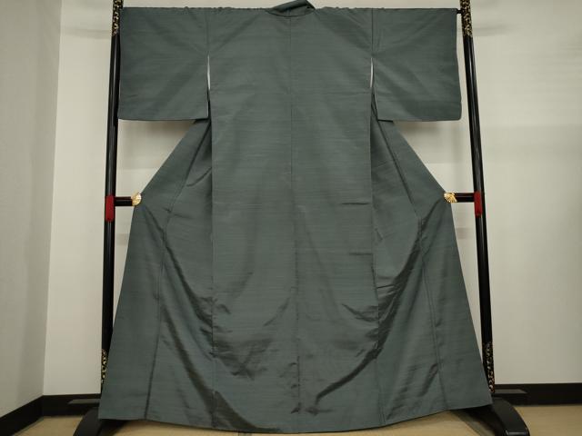 平和屋着物○上質な紬 色無地 消炭色 正絹 逸品 AAAY1876ck