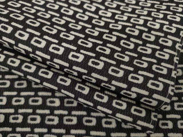 平和屋着物●上質な小紋　幾何学文様　黒地　正絹　逸品　未使用　AAAY1877ck