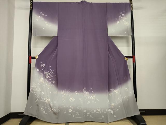 平和屋着物●京友禅作家　伊藤美智夫　訪問着　手描き　流水枝花文　桜　暈し染め　金彩　正絹　逸品　未使用　AAAY1912ck