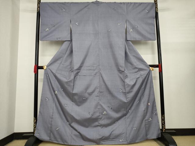 平和屋着物●本場染大島紬　訪問着　作家物　楽器文　銀彩　正絹　逸品　AAAY1924ck