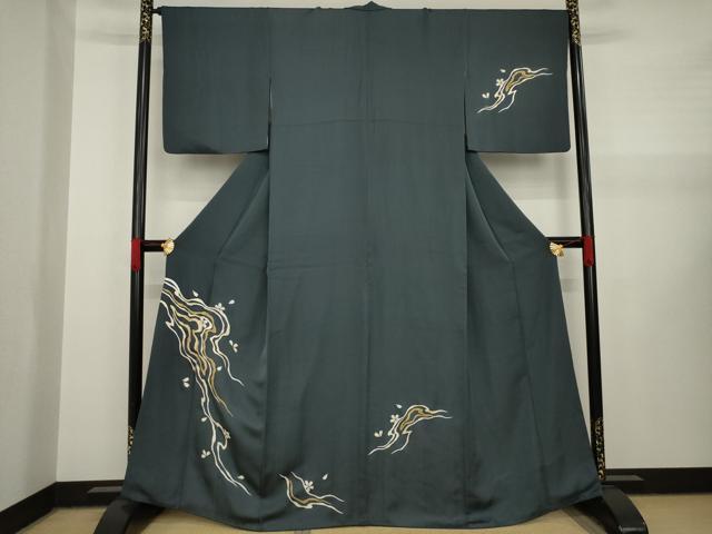 平和屋着物●訪問着　桜　流水花文　金彩　正絹　逸品　AAAY1925ck