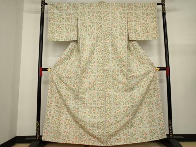 平和屋着物●上質な紬　格子文　小田急百貨店扱い　正絹　逸品　DAAW5212ud 平和屋着物○上質な紬 格子文 小田急百貨店扱い 正絹 逸品 DAAW5212ud