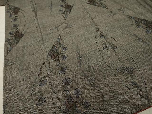 平和屋着物○本場大島紬 カタス9マルキ 泥染 花蔦草文 正絹
