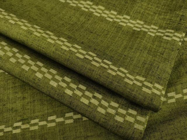 平和屋着物●上質な紬　横段市松文　正絹　逸品　AAAY1942ck