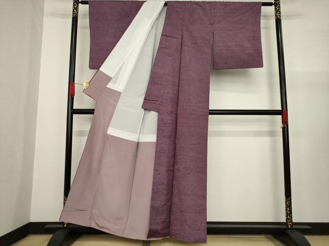 平和屋着物●髭紬　色無地　似せ紫色　正絹　逸品　AAAY1943ck 平和屋着物○髭紬 色無地 似せ紫色 正絹 逸品 AAAY1943ck