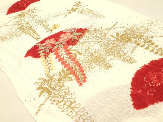 平和屋着物○和装小物 帯締め・帯揚げセット 振袖用 絞り 刺繍 地紙花