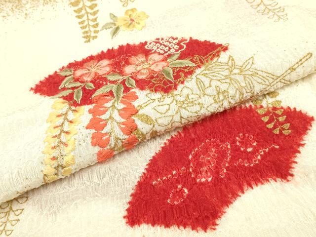 平和屋着物○和装小物 帯締め・帯揚げセット 振袖用 絞り 刺繍 地紙花