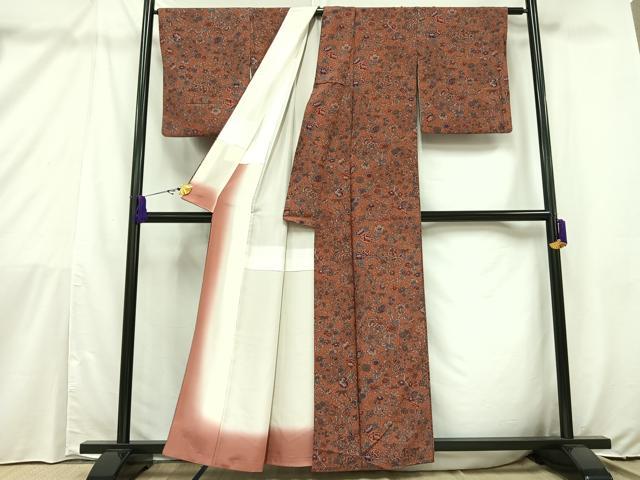 平和屋着物□上質な小紋 草花風景文 正絹 逸品 AAAZ3590mf