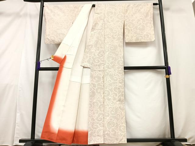 平和屋着物▽上質な紬 単衣 蔦の葉文 正絹 逸品 DAAV9535sf