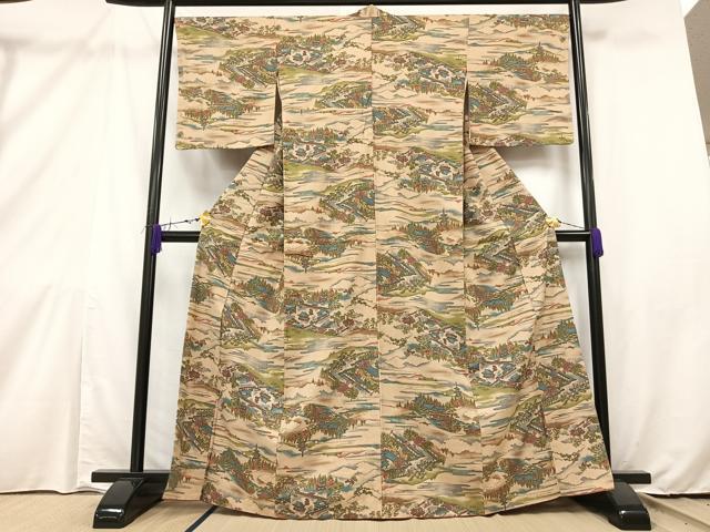 平和屋着物○上質な紬 花織 抽象間道 正絹 逸品 DAAX1521op 平和屋