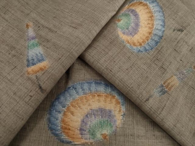 平和屋着物●本場小千谷紬　番傘　正絹　逸品　AAAY4683ck