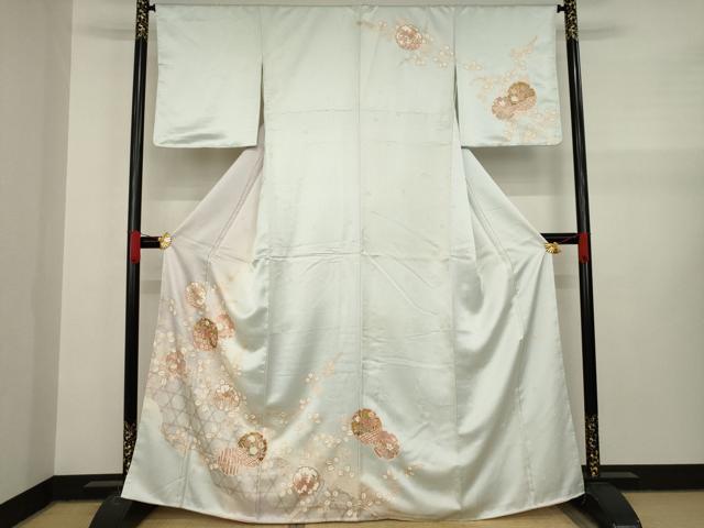 平和屋着物●十日町老舗ブランド　吉澤友禅　吾妻徳穂　訪問着　刺繍　雪輪重ね花文　金彩　正絹　逸品　AAAY4693ck