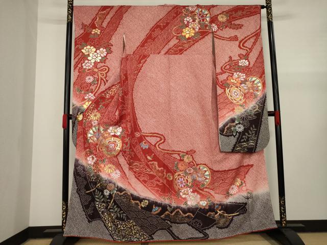 平和屋着物●豪華振袖　総絞り　花鼓文　金銀彩　やまと誂製　正絹　逸品　AAAY4710ck