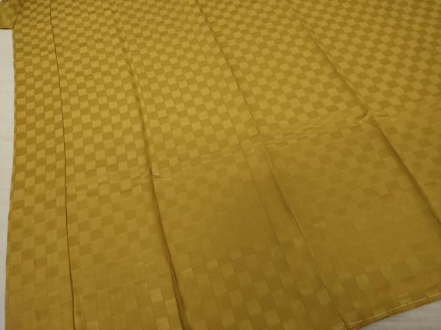 平和屋着物○長襦袢 無双仕立て 作家物 いろ遊び 市松地紋 山吹茶色 正絹