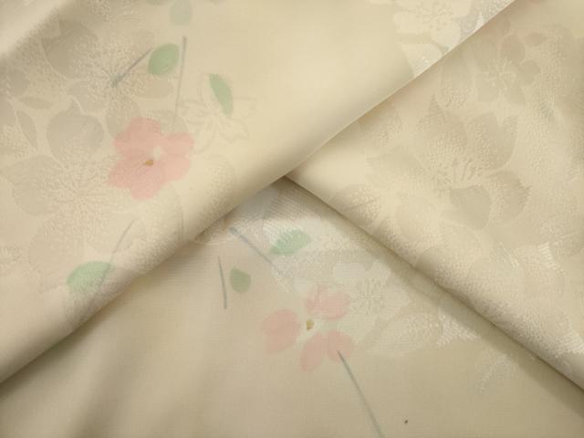 平和屋着物●長襦袢　無双仕立て　流水花文　金彩　正絹　逸品　AAAY4715ck