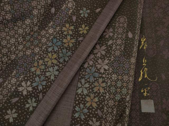 平和屋着物●本場大島紬　訪問着　9マルキ　舞桜　正絹　逸品　DAAQ3500ps 平和屋着物○本場大島紬 訪問着 9マルキ 舞桜 正絹 逸品 DAAQ3500ps