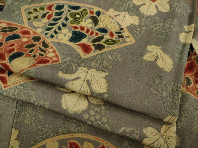 平和屋着物●上質な小紋　辻が花　地紙花文　正絹　逸品　AAAY4777ck