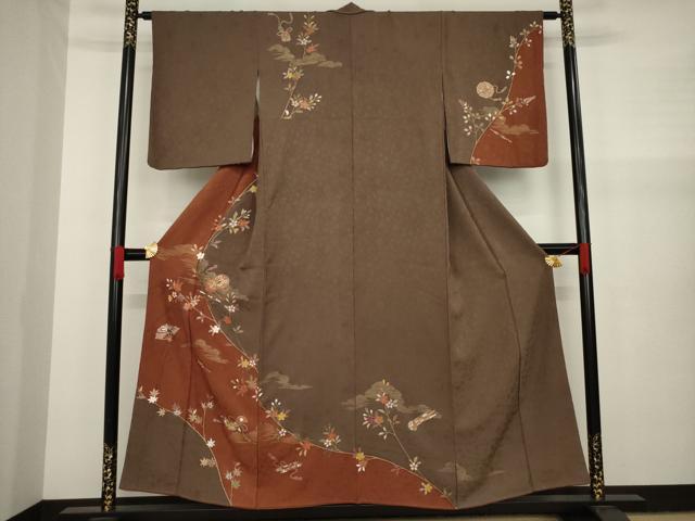 平和屋着物●上質な紬　変わり縞　正絹　逸品　AAAU4363np 平和屋着物○上質な紬 変わり縞 正絹 逸品 AAAU4363np