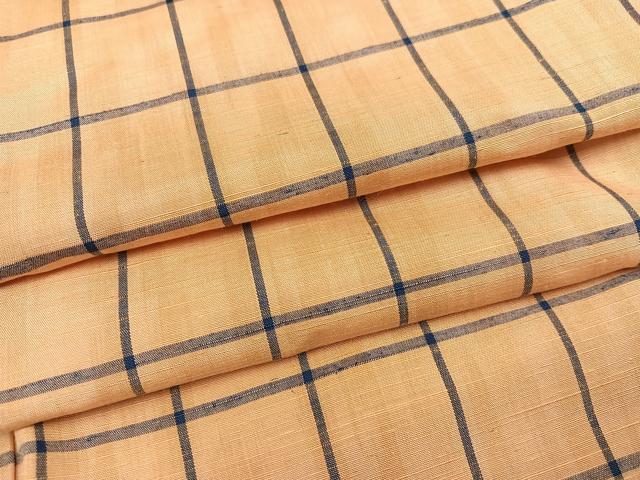 平和屋着物●上質な紬　格子　正絹　逸品　AAAY5991ph