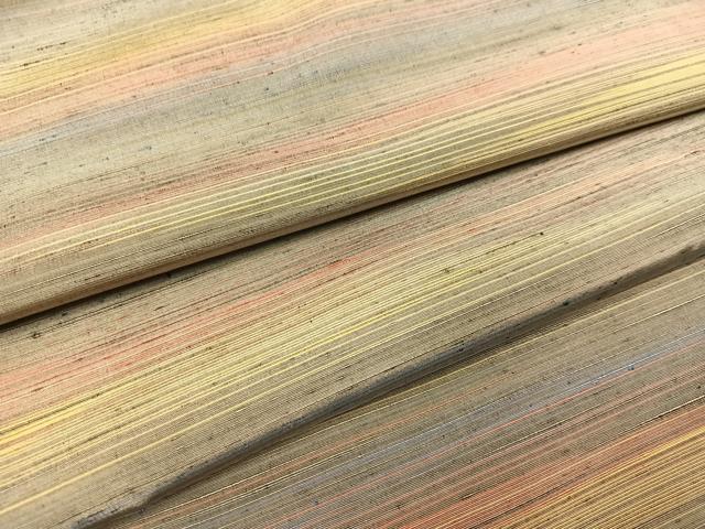 平和屋着物●上質な紬　横段文　正絹　逸品　AAAY6309ph