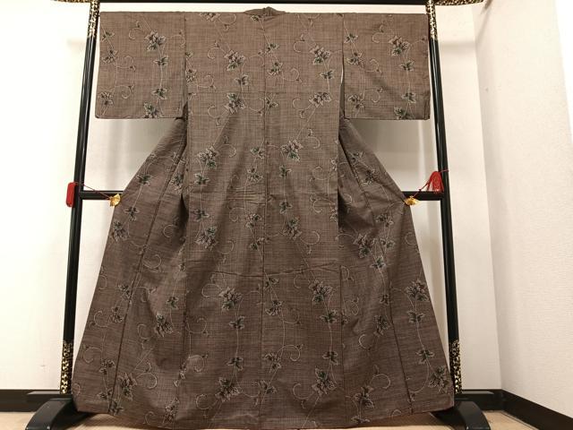 平和屋着物○本場大島紬 一元7マルキ 花唐草文 正絹 逸品 AAAY6312ph