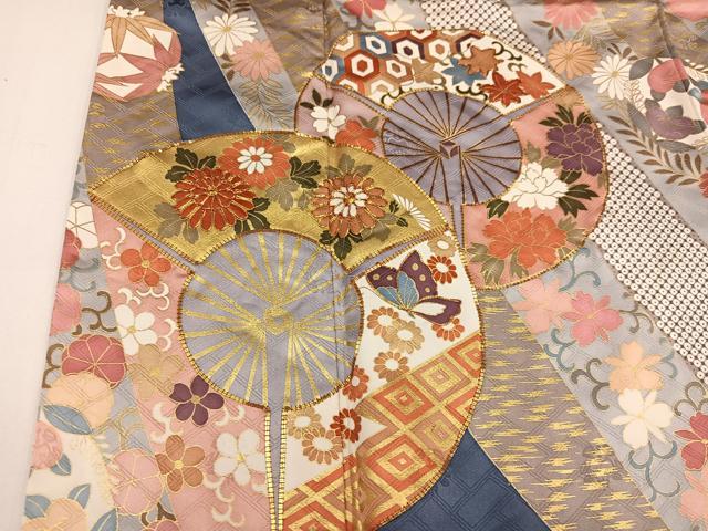 平和屋着物●十日町老舗ブランド　吉澤友禅　吾妻徳穂　振袖　駒刺繍　花唐草文　金彩　正絹　逸品　AAAY6331ph 平和屋着物○十日町老舗ブランド 吉澤友禅 吾妻徳穂 振袖 駒刺繍 花