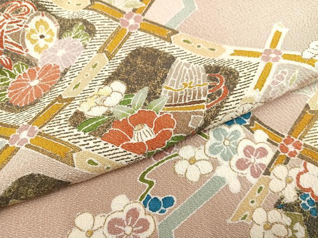 平和屋着物○訪問着 友禅 草花文 仮絵羽 正絹 逸品 未使用