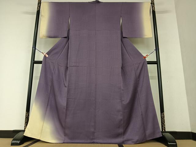 平和屋着物●訪問着　変わり市松文　暈し染め　正絹　逸品　AAAY6401zg