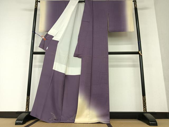 平和屋着物○訪問着 変わり市松文 暈し染め 正絹 逸品 AAAY6401zg