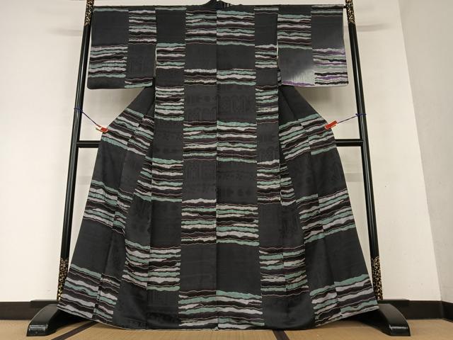 平和屋着物●上質な小紋　変わり浜松文様　さが美扱い　正絹　逸品　AAAY6403zg