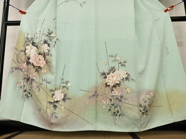 平和屋着物○京友禅 光永正美 訪問着 花蝶文 暈し染め