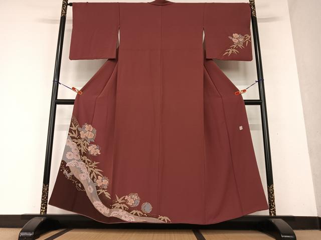 平和屋着物●訪問着　作家物　草花文　暈し染め　金彩　正絹　逸品　AAAY6444zg