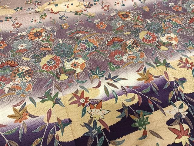 平和屋着物○訪問着 草花文 暈し染め 金彩 正絹 逸品 AAAY6447zg