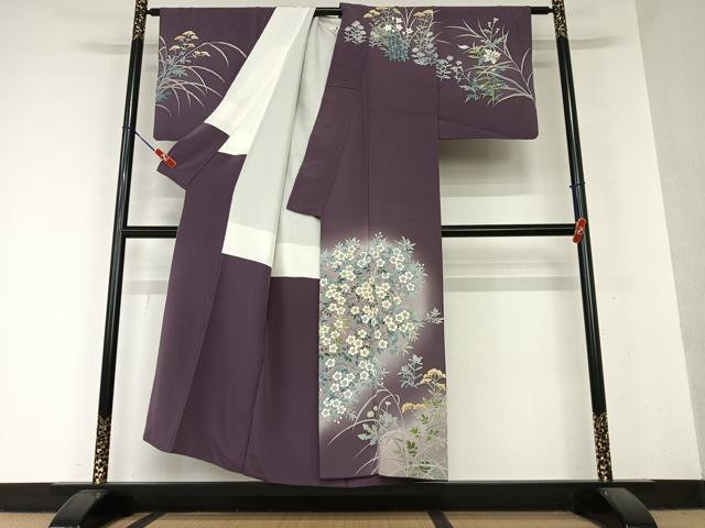 平和屋着物●訪問着　作家物　紬地　土筆　金彩　正絹　逸品　AABB2005ck 平和屋着物○訪問着 作家物 紬地 土筆 金彩 正絹 逸品 AABB2005ck