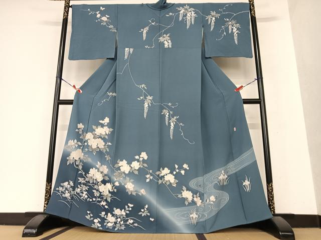 平和屋着物○訪問着 友禅 作家物 流水花鳥文 暈し染め 正絹