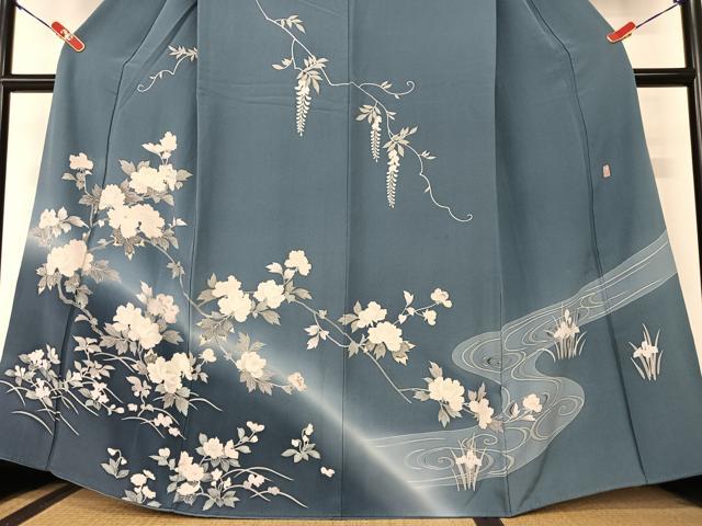 平和屋着物○訪問着 流水枝花文 暈し染め 正絹 逸品 DAAV3397du
