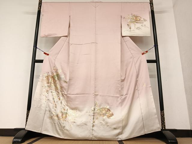 平和屋着物●金彩友禅　卓越技能者・名工・和田光正　訪問着　松竹梅地紙重ね花文　暈し染め　金彩　正絹　逸品　AAAY6465zg