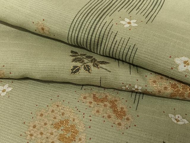 平和屋着物●上質な小紋　紬地　草花文　金彩　正絹　逸品　AAAY6470zg