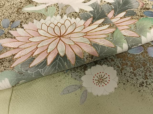 平和屋着物●訪問着　友禅　作家物　花風　草花文　暈し染め　金彩　丹後ちりめん　仮絵羽　正絹　逸品　未使用　AAAY6510zg 平和屋着物○訪問着 友禅 作家物 花風 草花文 暈し染め