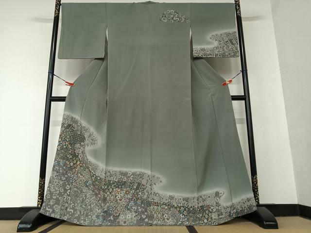 平和屋着物●訪問着　道長更紗花文　暈し染め　金彩　正絹　逸品　AAAY6515zg