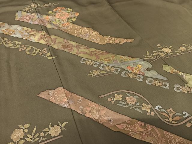 平和屋着物○訪問着 刺繍 草花文 正絹 逸品 AAAY6516zg