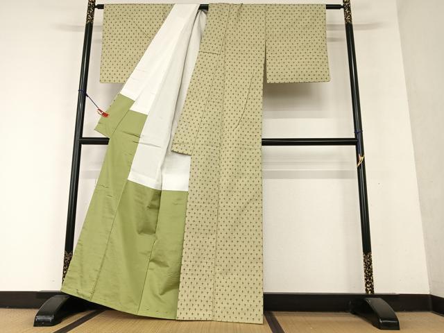 平和屋着物●上質な紬　十字絣文様　正絹　逸品　AAAY6523zg 平和屋着物○上質な紬 十字絣文様 正絹 逸品 AAAY6523zg