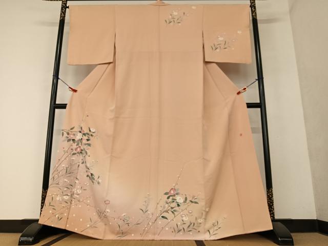 平和屋着物●訪問着　友禅　作家物　枝花文　暈し染め　正絹　逸品　AAAY6533zg