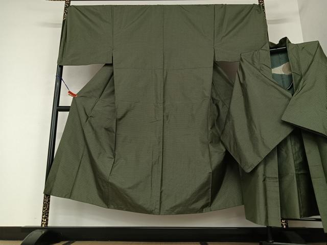 平和屋着物●男性　本場大島紬　アンサンブル　格子　キングサイズ　正絹　逸品　AAAY6591zg