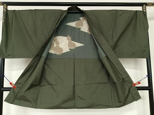 平和屋着物●男性　本場大島紬　アンサンブル　格子　キングサイズ　正絹　逸品　AAAY6591zg