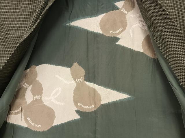 平和屋着物●男性　本場大島紬　アンサンブル　格子　キングサイズ　正絹　逸品　AAAY6591zg