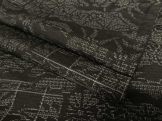 平和屋着物●結城紬　80亀甲　流水花文　正絹　逸品　AAAY6608zg