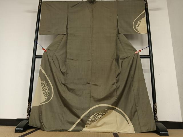 平和屋着物●本場染大島紬　訪問着　幾何学文様　正絹　逸品　AAAY6624zg